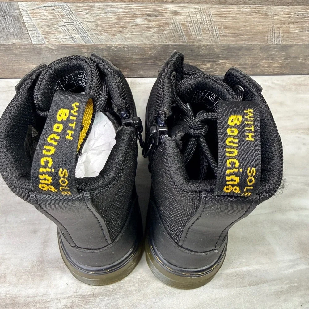 Dr.‎ Martens Combs J Kids Black Extra Tough Nylon Combat Boots Size 12 US Kids